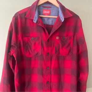 Coleman Shirt Mens Large Red Long Sleeve Buffalo Plaid Flannel Button
Down